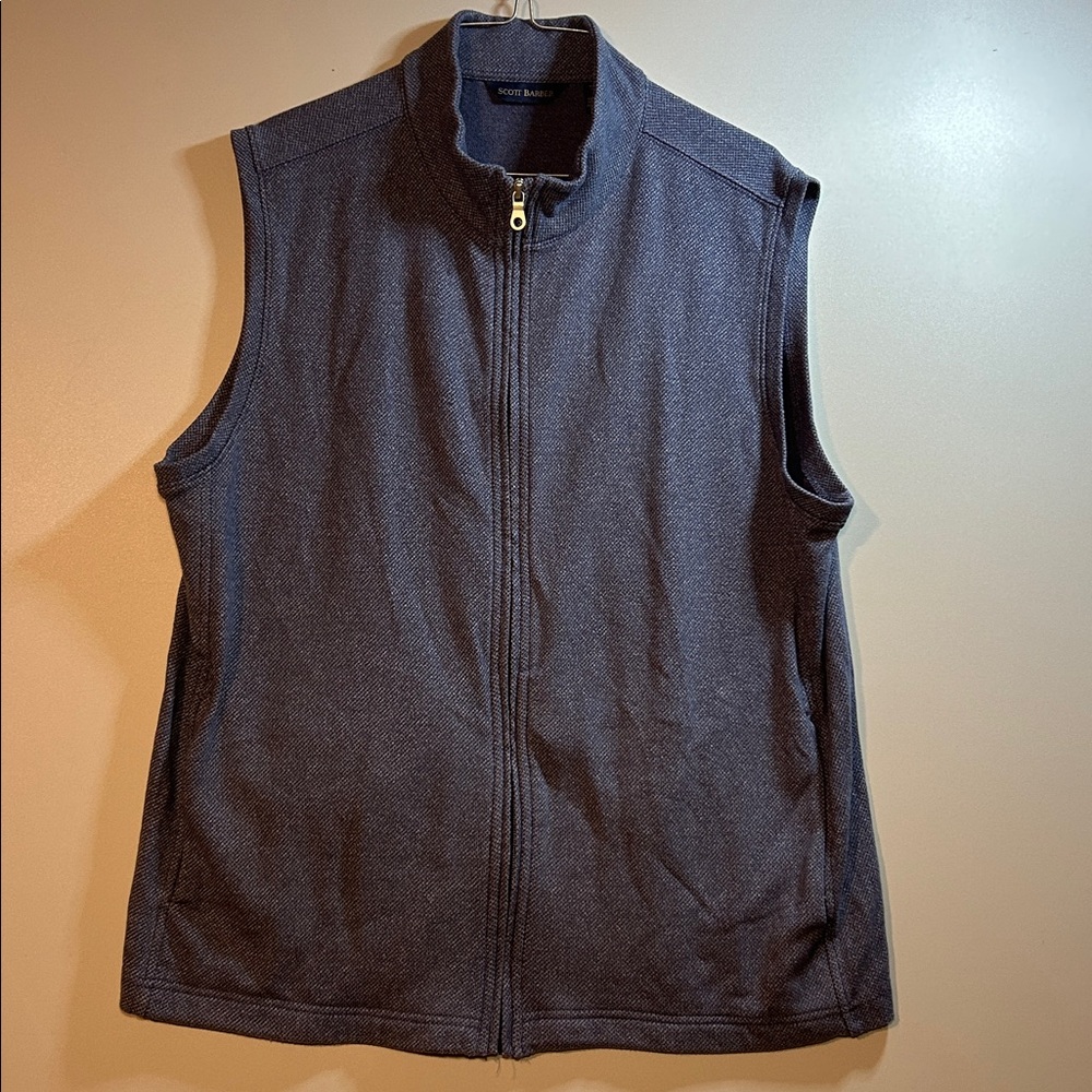 Scott Barber Cotton Blend Vest Blue Full Zip Golf Business Casual Men’s Size L